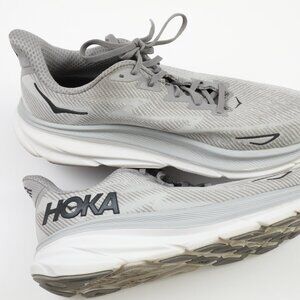 Hoka Shoes Mens 10.5D Gray Black Clifton 9  Running Sneaker 1127895 HMBC